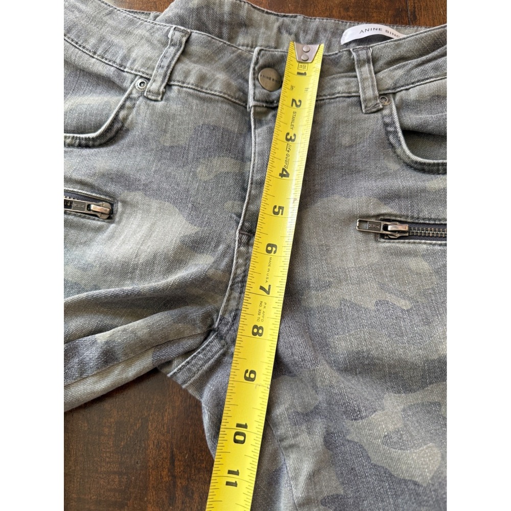 Anine Bing Womens Grey Camo Skinny Jeans Ankle Zip Moto Pants Size 27 - Picture 7 of 10